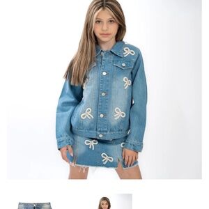 Tweenstyle by Stoopher - Pearl Bows Denim Skirt